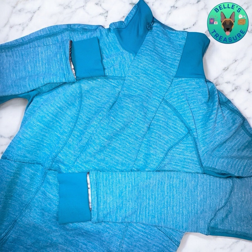 Lululemon Base Runner 1/2 Zip Jacket Mini Check Pique Surge Heathered Surge Teal